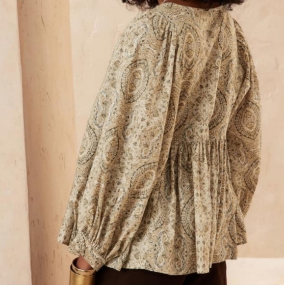 Banana Republic Flowy Floral 100% Cotton Blouse Large - Picture 2 of 7